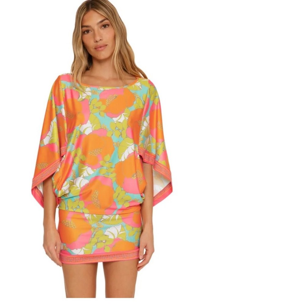 Trina Turk Women's Playa De Flor Swim Tunic Cover Up Size L 🆕